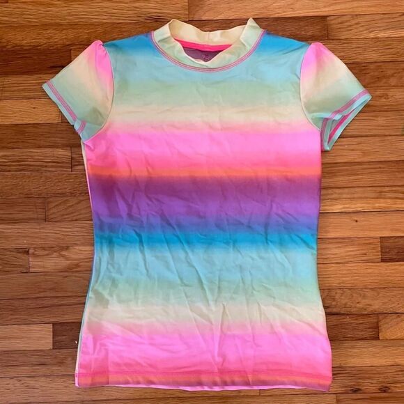 4/$25 The Children’s Place Girls Colorful Rash Gaurd Short Sleeve Size XL 14 - Picture 1 of 4